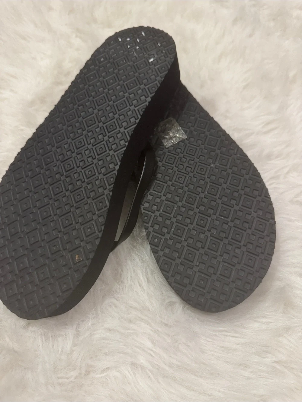 Tory Burch Black Platform Rubber/ Leather Thong Strap Sandals Size 7 pre-owned